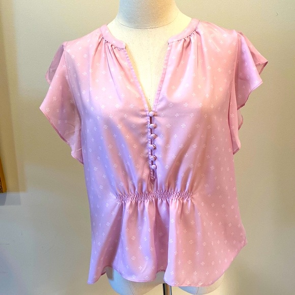 NWT Joie Crisbell Blouse Top M Split Neck Flutter Sleeve - Picture 2 of 7